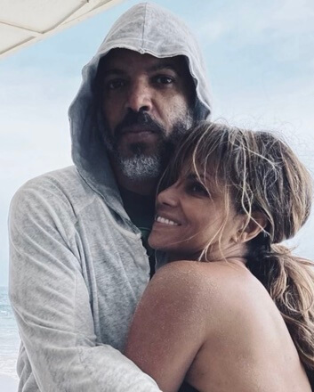 Halle Berry with her partner.